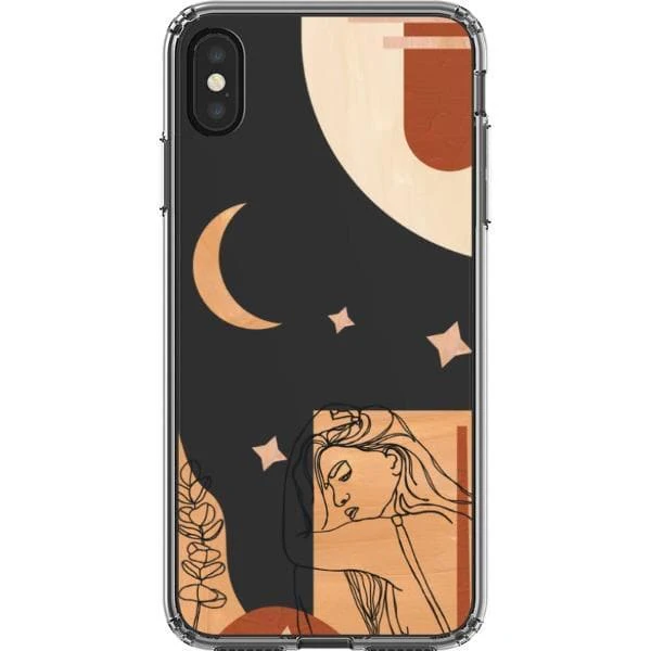 Modern Moon Line Art Collage Clear Phone Case - Image 18