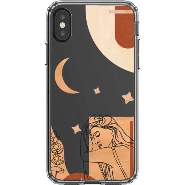 Modern Moon Line Art Collage Clear Phone Case - Image 19