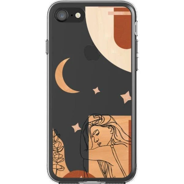 Modern Moon Line Art Collage Clear Phone Case - Image 21
