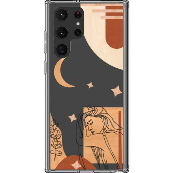 Modern Moon Line Art Collage Clear Phone Case - Image 29