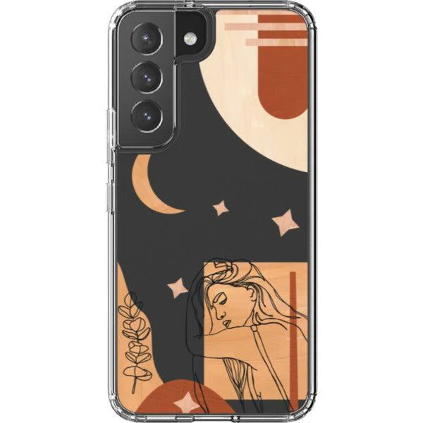 Modern Moon Line Art Collage Clear Phone Case - Image 31