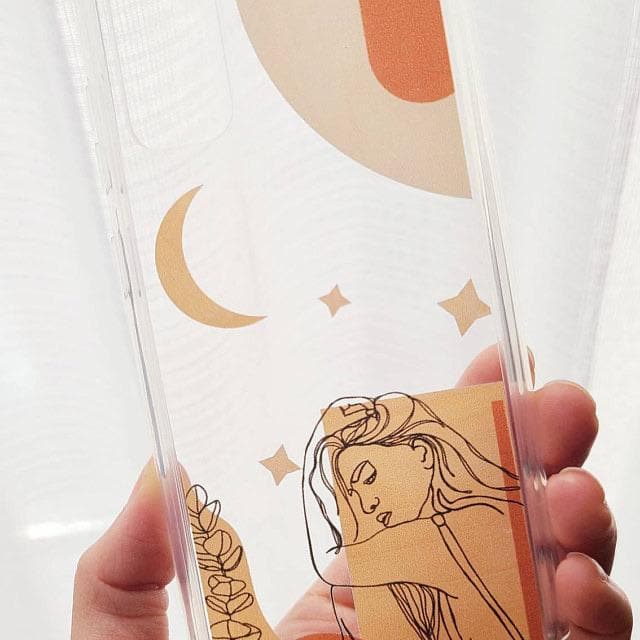 Modern Moon Line Art Collage Clear Phone Case - Image 7