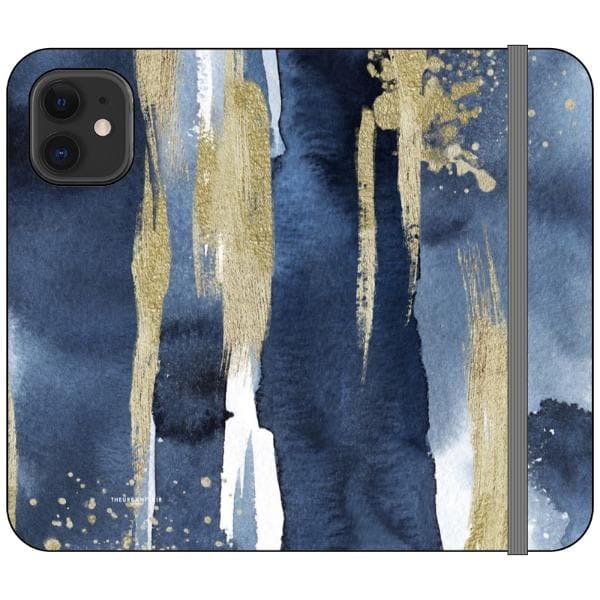 Navy Gold Watercolor Wallet Phone Case - Image 10