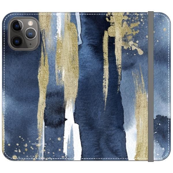 Navy Gold Watercolor Wallet Phone Case - Image 12