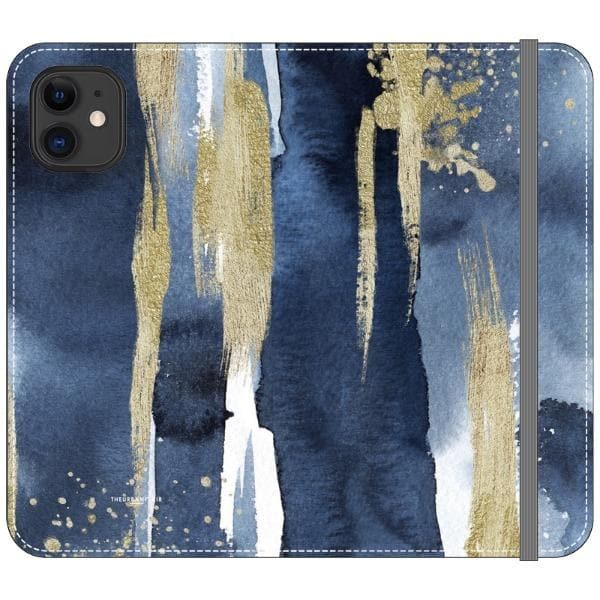 Navy Gold Watercolor Wallet Phone Case - Image 13