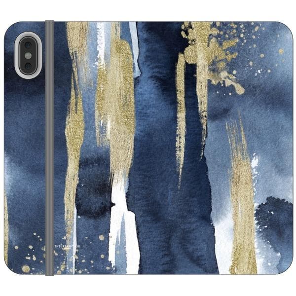 Navy Gold Watercolor Wallet Phone Case - Image 15