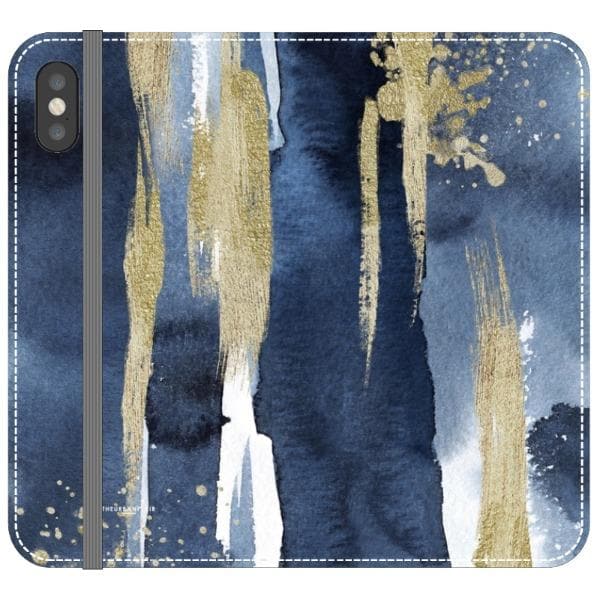 Navy Gold Watercolor Wallet Phone Case - Image 16