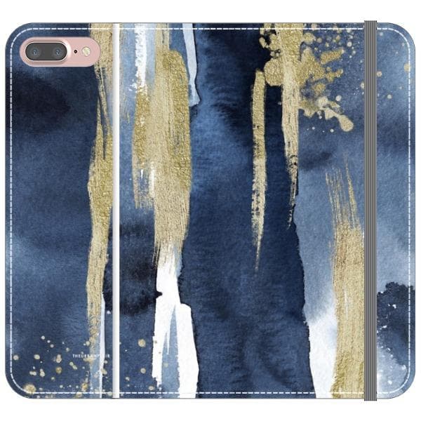 Navy Gold Watercolor Wallet Phone Case - Image 17
