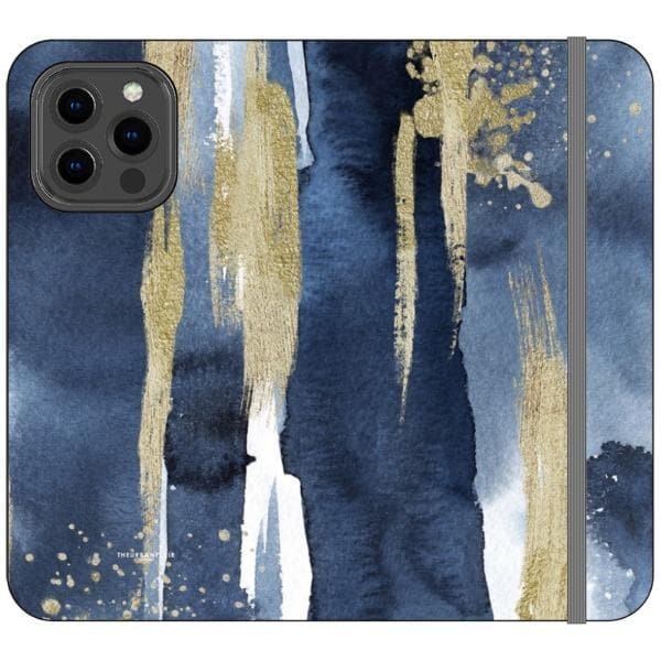 Navy Gold Watercolor Wallet Phone Case - Image 3