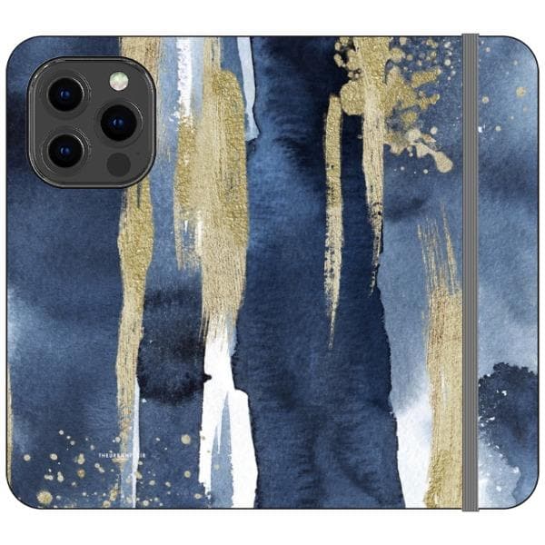 Navy Gold Watercolor Wallet Phone Case - Image 4
