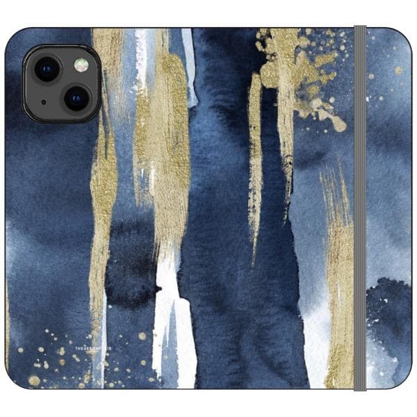Navy Gold Watercolor Wallet Phone Case - Image 5