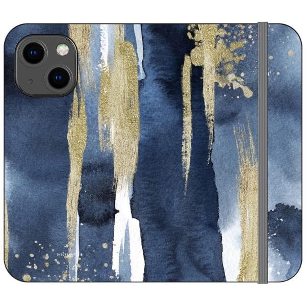 Navy Gold Watercolor Wallet Phone Case - Image 6