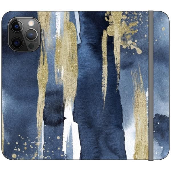 Navy Gold Watercolor Wallet Phone Case - Image 7
