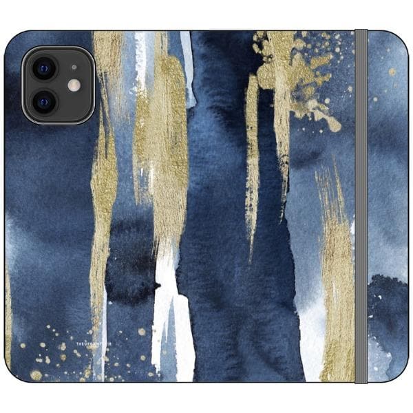 Navy Gold Watercolor Wallet Phone Case - Image 9