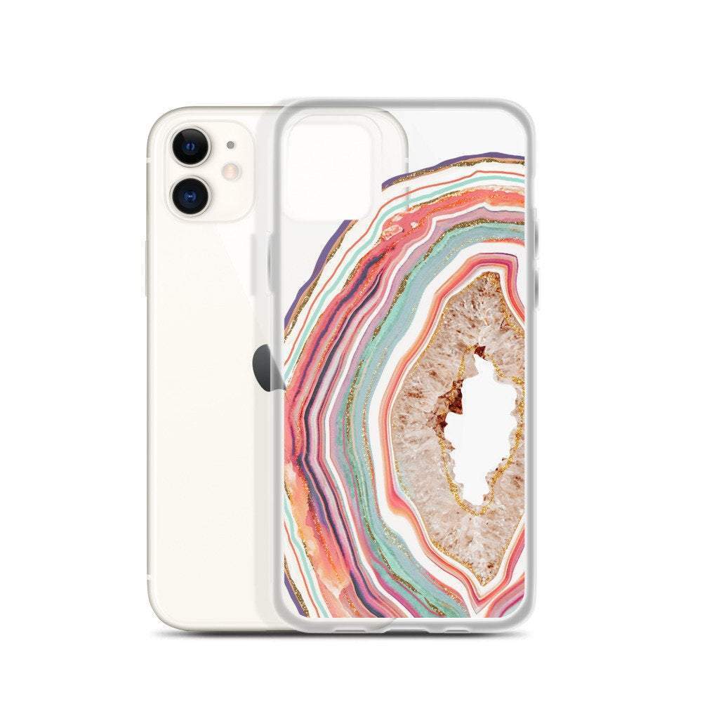 Pastel Geode Agate Slice Clear Phone Case - Image 3