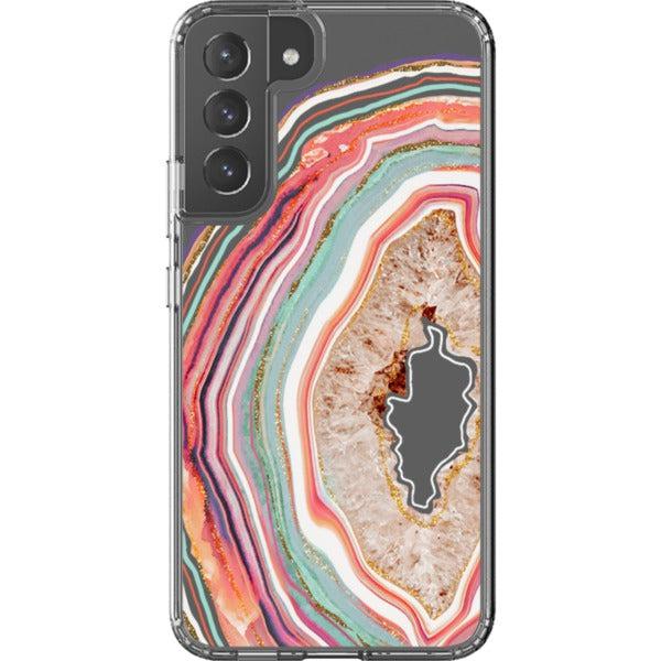 Pastel Geode Agate Slice Clear Phone Case - Image 36