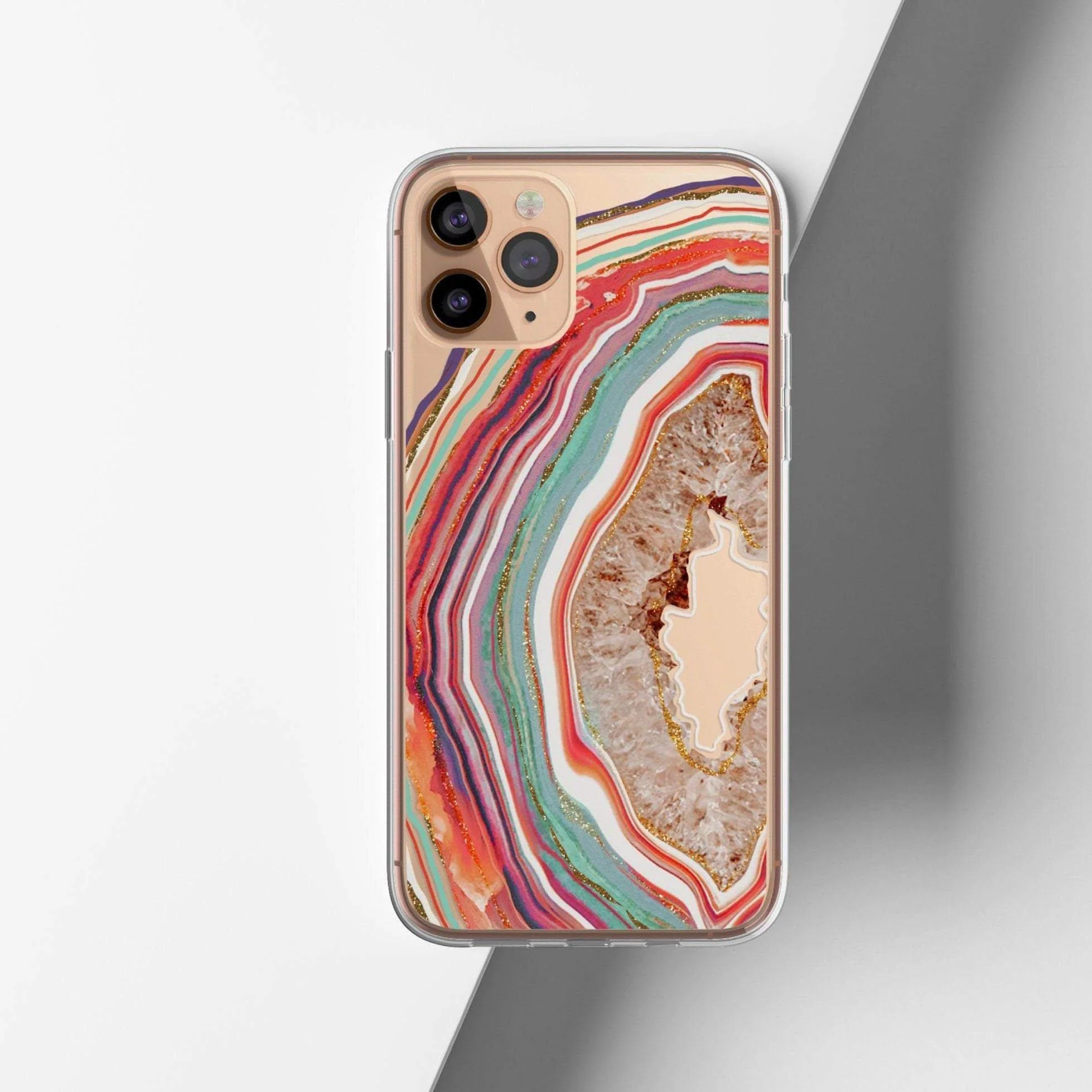 Pastel Geode Agate Slice Clear Phone Case - Image 4