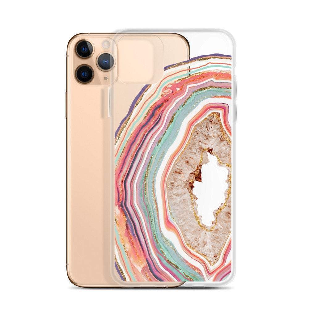 Pastel Geode Agate Slice Clear Phone Case - Image 5
