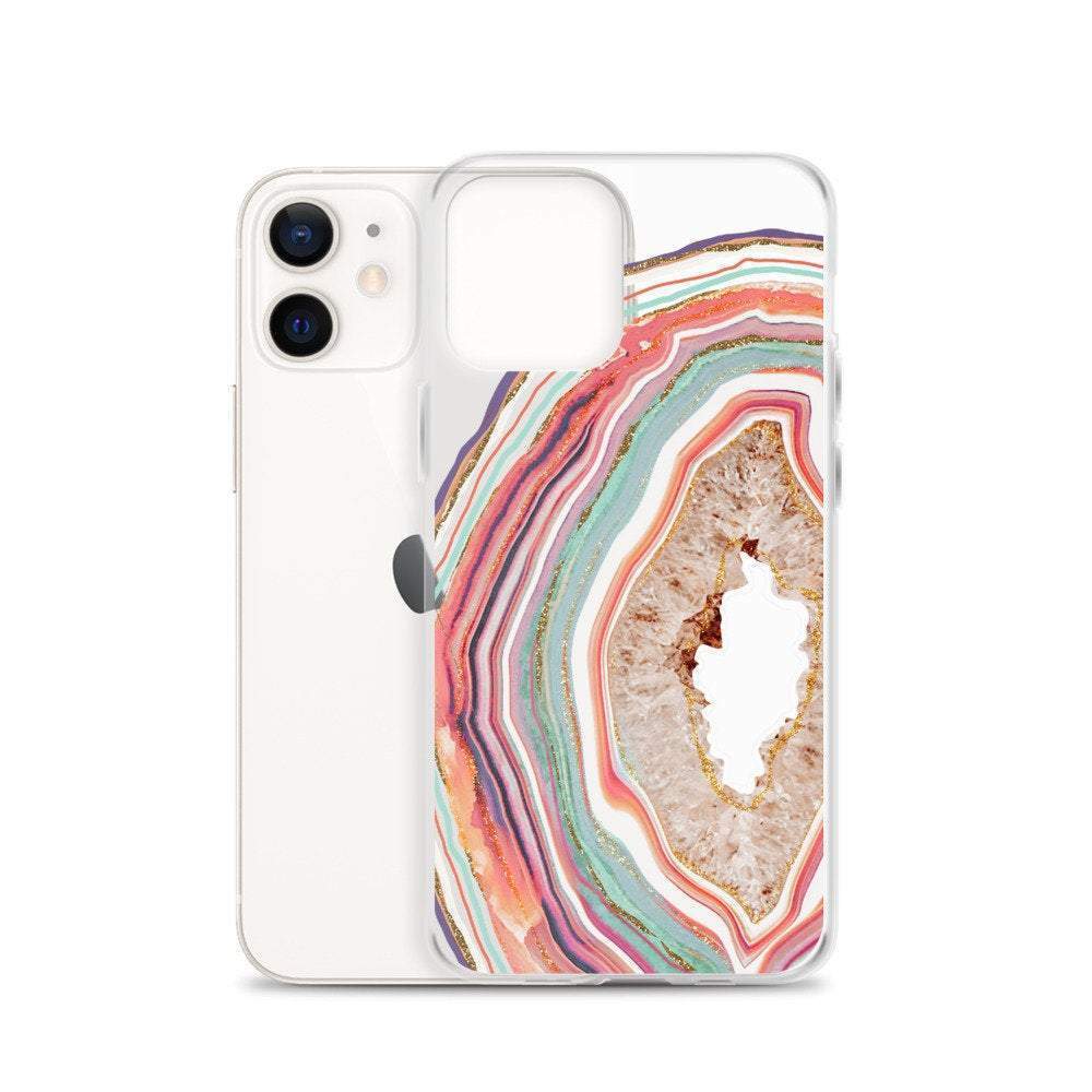 Pastel Geode Agate Slice Clear Phone Case - Image 6