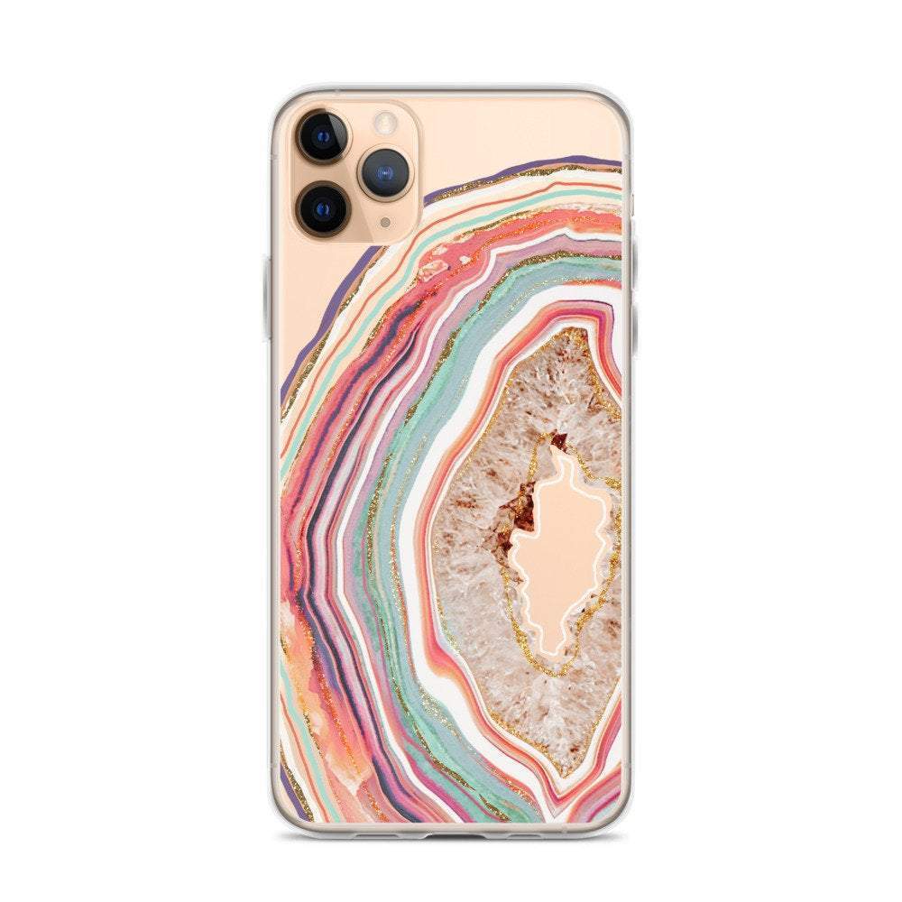 Pastel Geode Agate Slice Clear Phone Case - Image 7