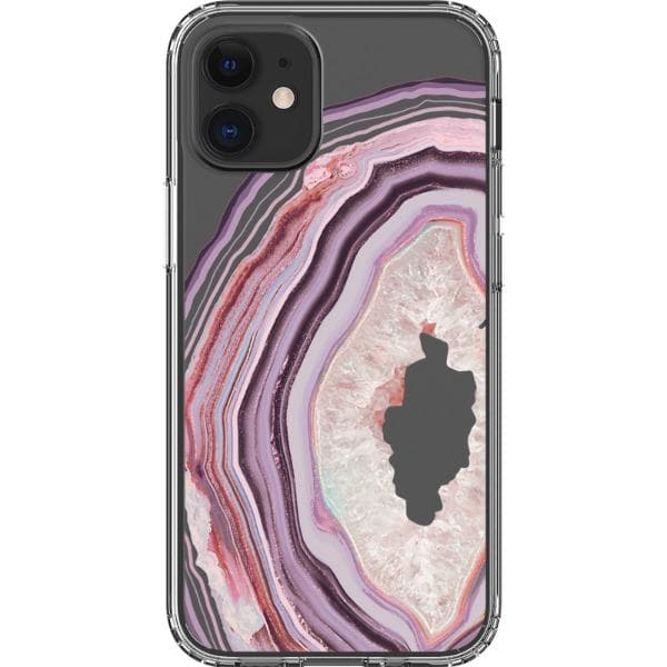 Pink Lilac Agate Geode Slice Clear Phone Case - Image 13