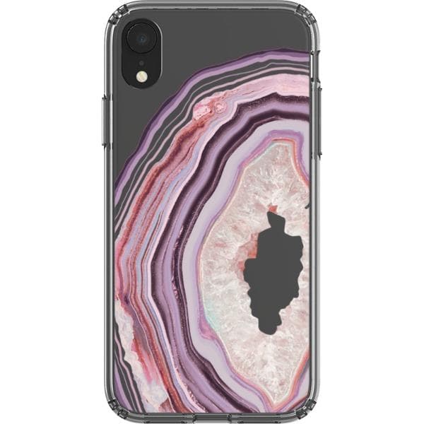 Pink Lilac Agate Geode Slice Clear Phone Case - Image 14