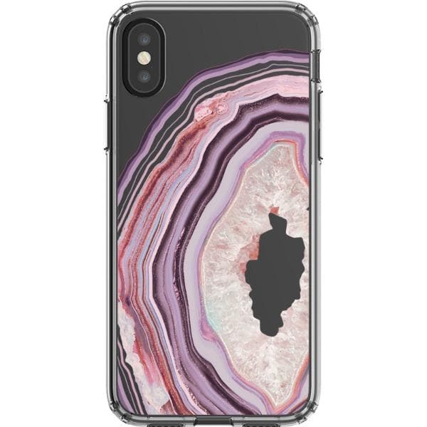 Pink Lilac Agate Geode Slice Clear Phone Case - Image 16