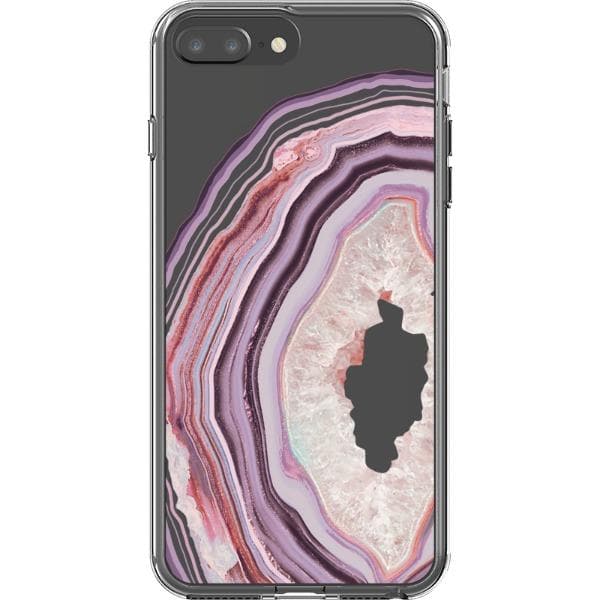 Pink Lilac Agate Geode Slice Clear Phone Case - Image 17