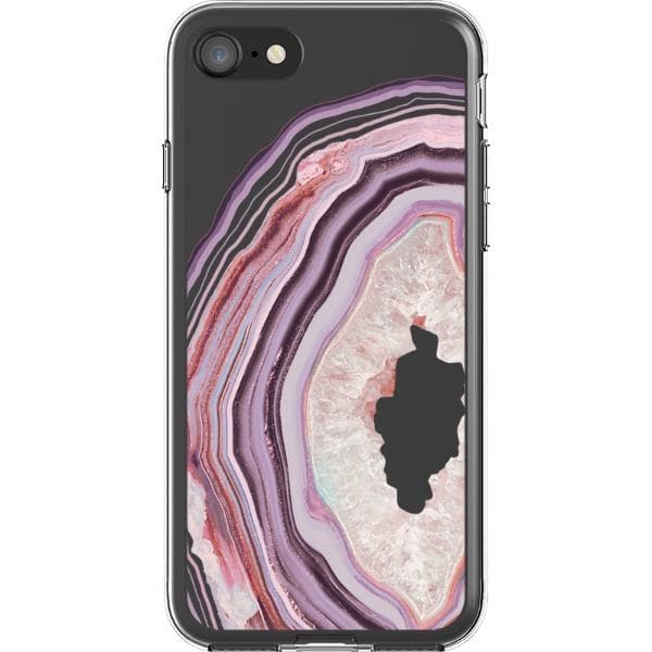 Pink Lilac Agate Geode Slice Clear Phone Case - Image 18