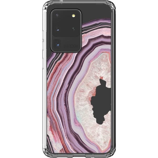 Pink Lilac Agate Geode Slice Clear Phone Case - Image 19