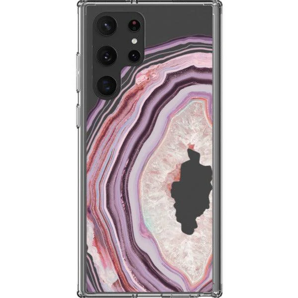 Pink Lilac Agate Geode Slice Clear Phone Case - Image 26