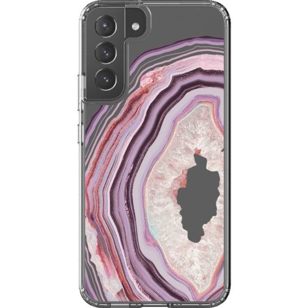 Pink Lilac Agate Geode Slice Clear Phone Case - Image 27
