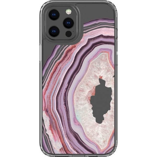 Pink Lilac Agate Geode Slice Clear Phone Case - Image 7