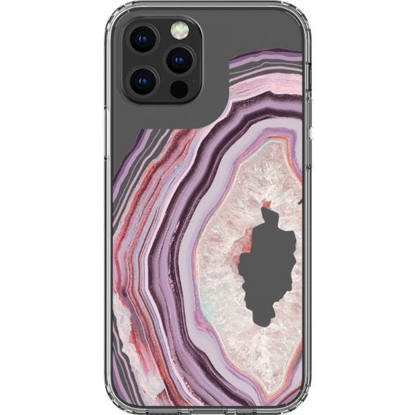 Pink Lilac Agate Geode Slice Clear Phone Case - Image 8