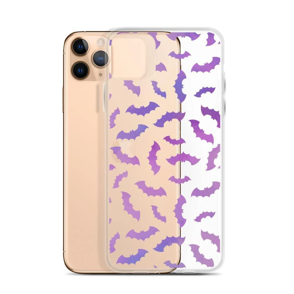 Purple Bats Clear Phone Case - Image 3