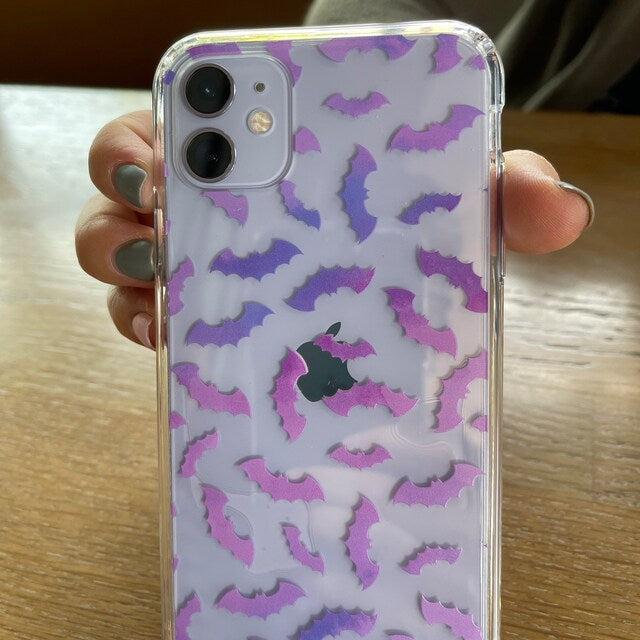 Purple Bats Clear Phone Case - Image 4