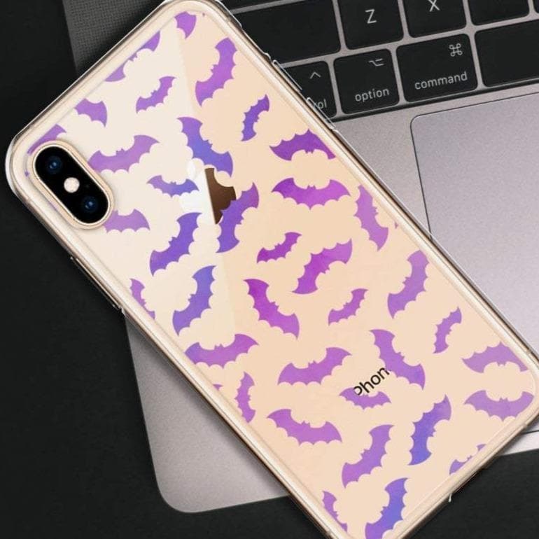 Purple Bats Clear Phone Case - Image 5