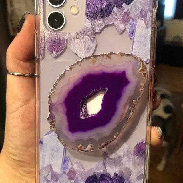 Purple Crystal Cluster Clear Phone Case - Image 10