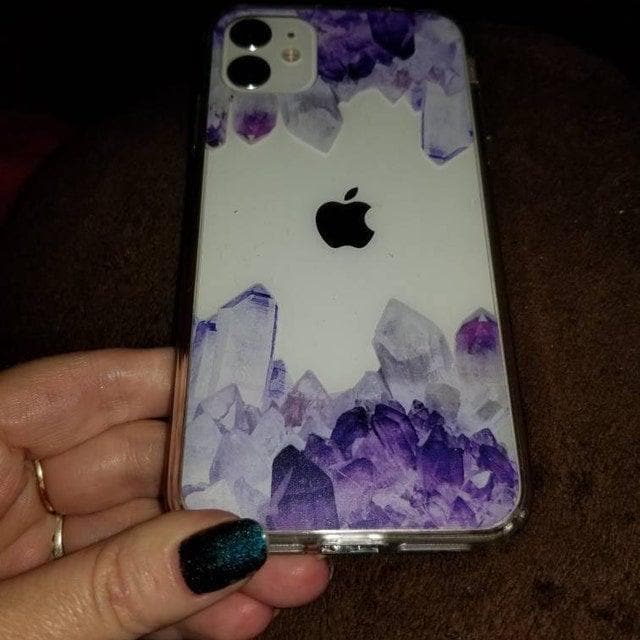 Purple Crystal Cluster Clear Phone Case - Image 13