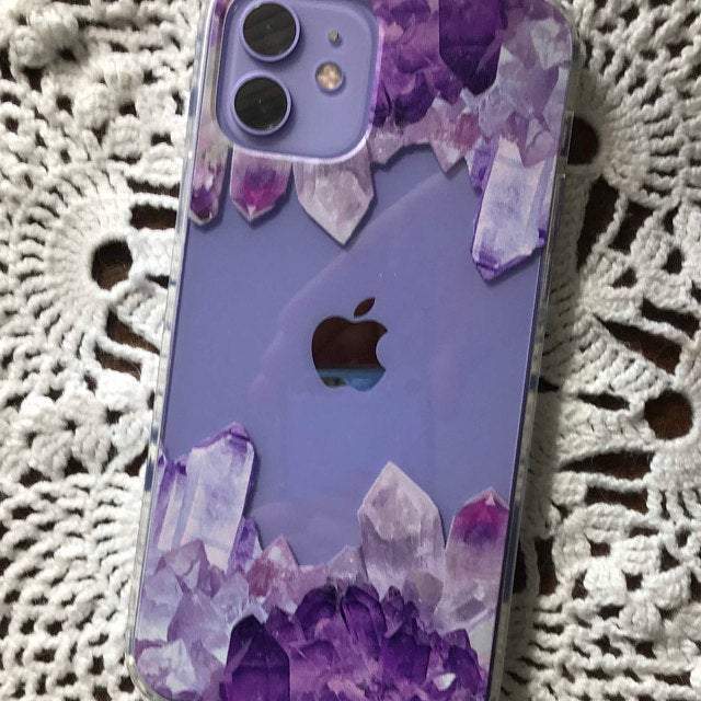 Purple Crystal Cluster Clear Phone Case - Image 16