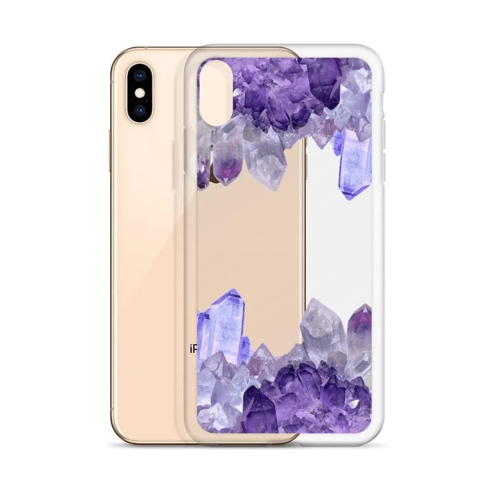 Purple Crystal Cluster Clear Phone Case - Image 4