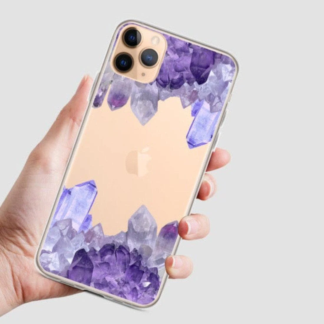 Purple Crystal Cluster Clear Phone Case - Image 5