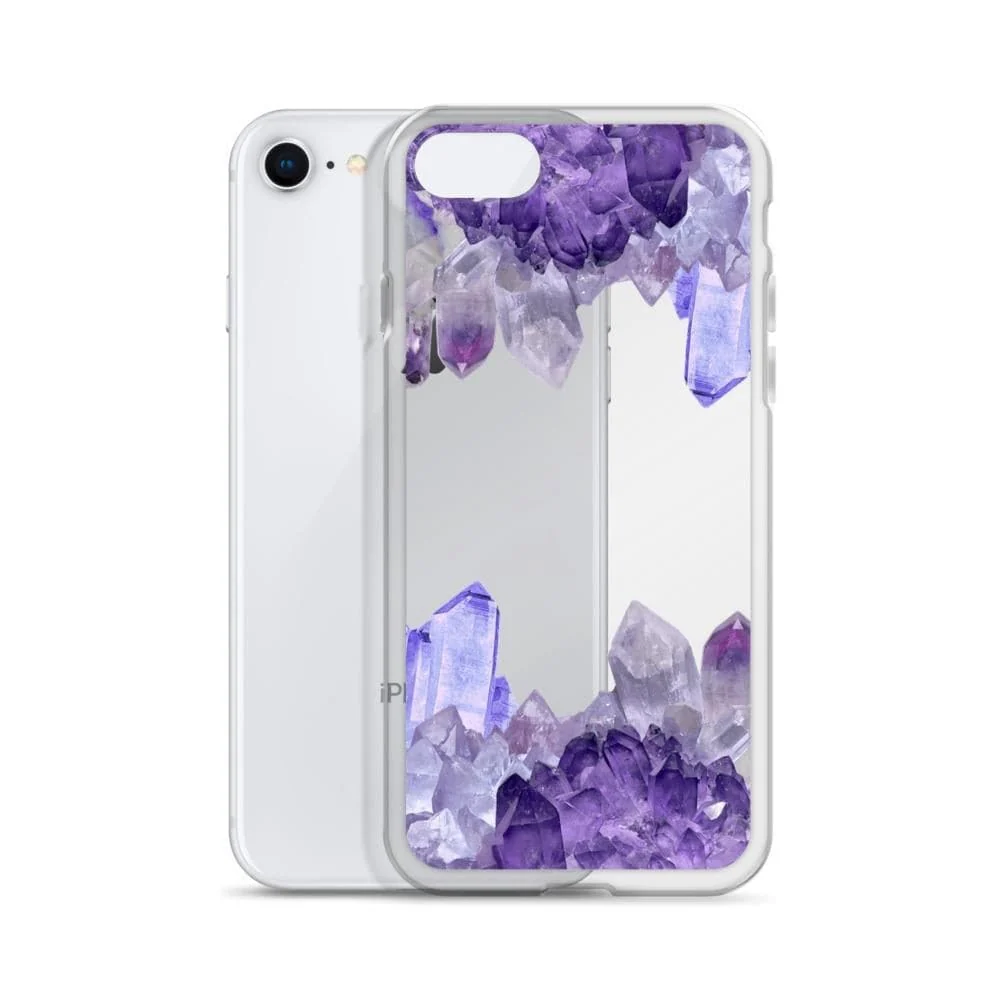 Purple Crystal Cluster Clear Phone Case - Image 6