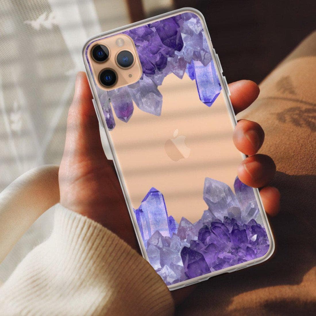 Purple Crystal Cluster Clear Phone Case - Image 7