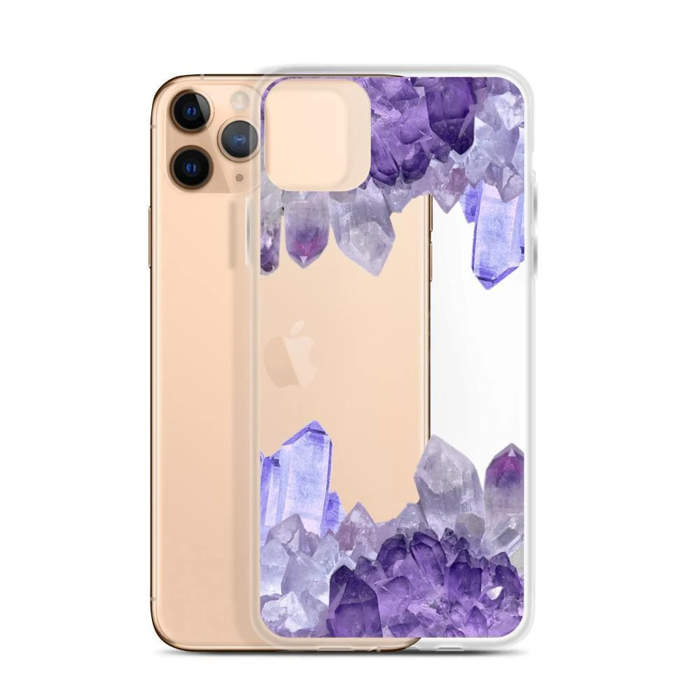 Purple Crystal Cluster Clear Phone Case - Image 9