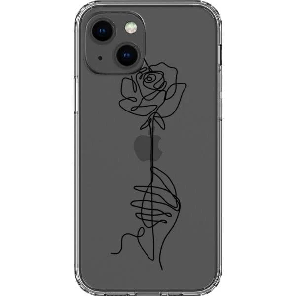 Rose Line Art Clear Phone Case - Image 10