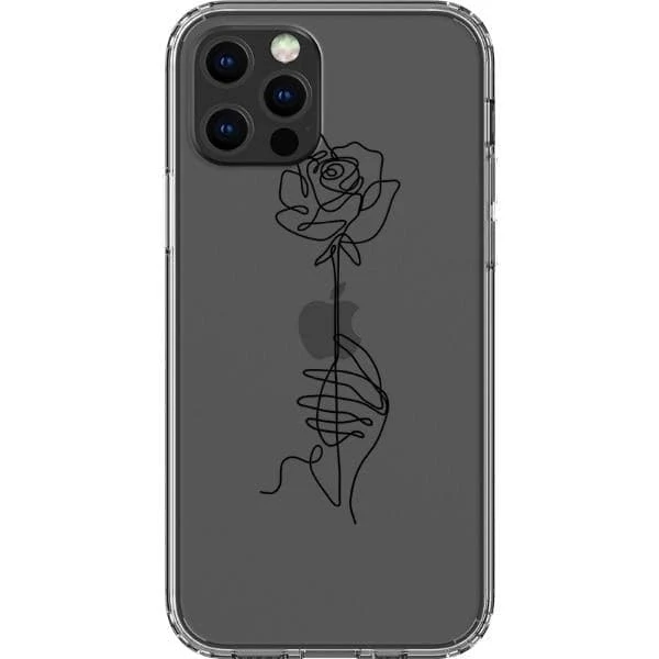 Rose Line Art Clear Phone Case - Image 13