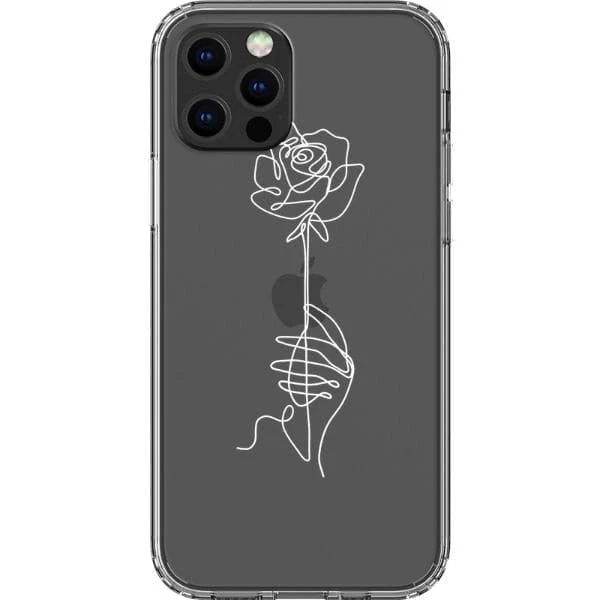 Rose Line Art Clear Phone Case - Image 14