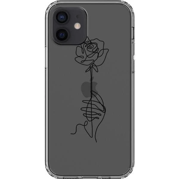 Rose Line Art Clear Phone Case - Image 15