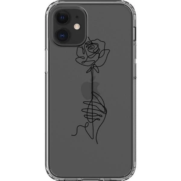 Rose Line Art Clear Phone Case - Image 17